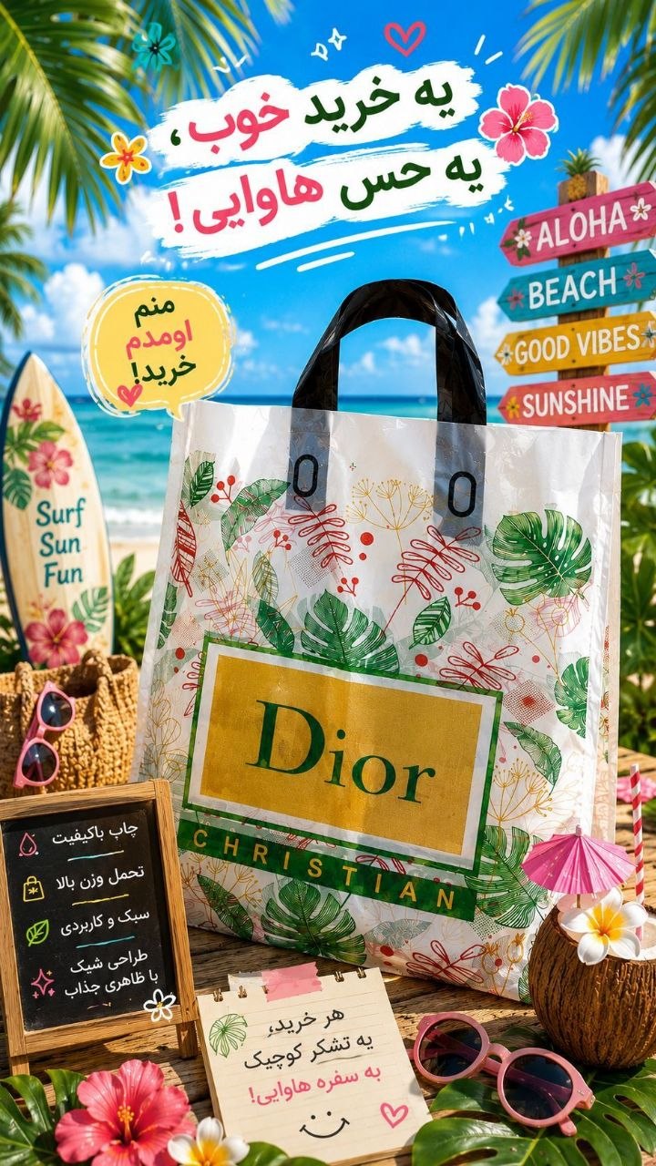 نایلکس پایپی چاپ عمومی دسته زنبیلی مقاوم و با کیفیت درجه ۱